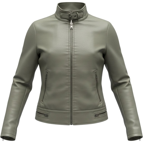 Levi's Jackets & Blazers - Levis Womens Faux Leather Moto Jacket Grey Zip Up LW1RU563 Size S
